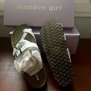Madden Girl White Buckle Sandals